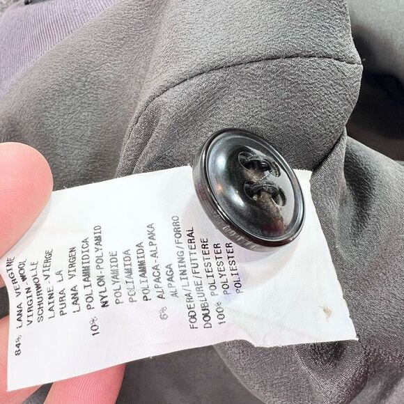 Armani Collezioni Jacket Womens 10 Gray Black Wool Alpaca Tweed Ruffle Academia - Picture 8 of 11